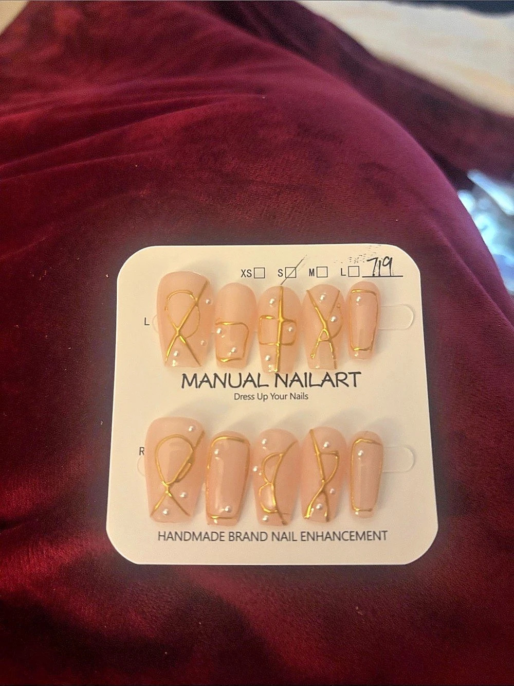 Manual Nailart Handmade Pink Press-On Nails